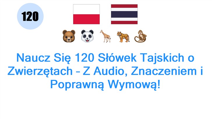 Naucz Się 120 Słówek Tajskich o Zwierzętach – Z Audio, Znaczeniem i Poprawną Wymową!